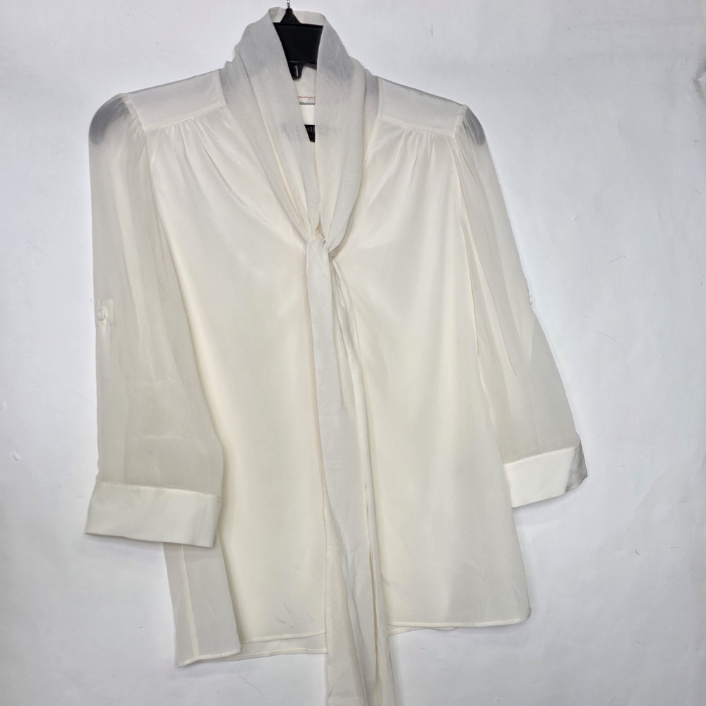 Alice + Olivia Employed Silk Blouse With Tye Front